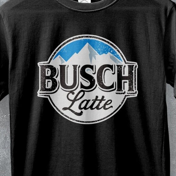 Busch Latte Logo Beer Graphic Brewery Drink Funny Retro Style T-Shirt 166 - Picture 2 of 5
